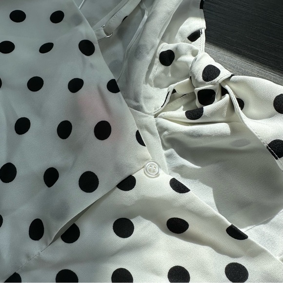 NEW Re:named Polka Dot Tie Front Mini Dress - Picture 4 of 8